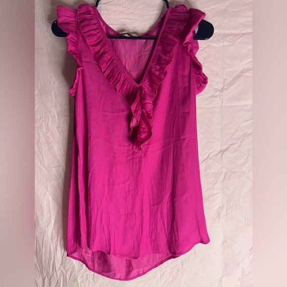 Suzanne Betro women’s medium pink ruffle blouse - Picture 1 of 5